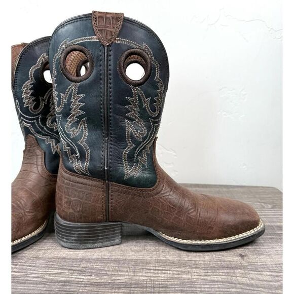 Ariat Men’s Western Cowboy Boots Brown Leather Croc...